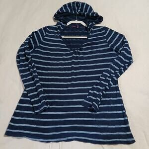 Fresh Produce XS 100% cotton Navy striped long sleeve hoodie made in the USA